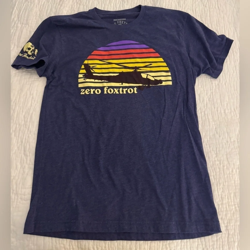 zero fox trot tee. Black with helicopter. Size M